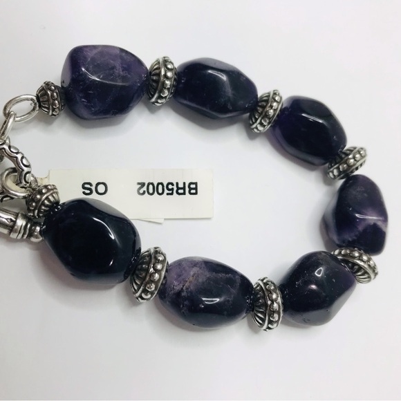 BRIGHTON Purple Stone Silver Bracelet With Charm - Picture 2 of 6